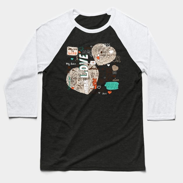 Seamless Love Baseball T-Shirt by Richardramirez82